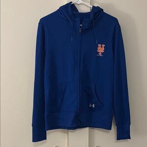 Under Armour Blue Zip-Up Hoodie with Orange Logo